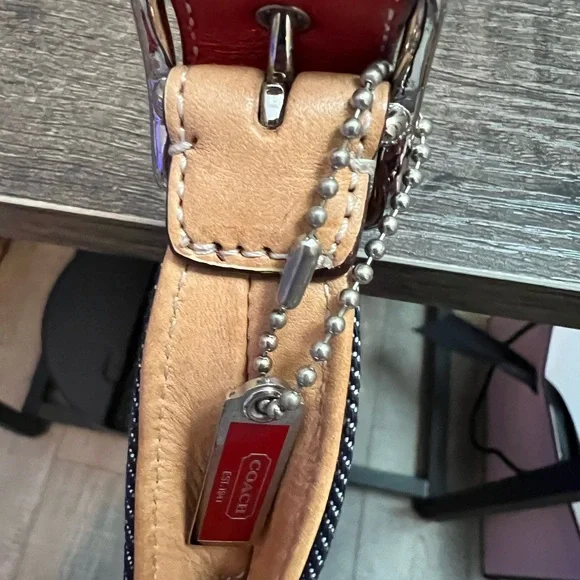 Coach J3K 8932 Y2K Denim and Tan leather Hobo Bag with red tag EUC - Picture 15 of 16